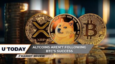 XRP Limitado Bajo $0.60, ¡Descubre el Crucial Avance de Dogecoin (DOGE) y la Ruptura de Bitcoin (BTC) en su Tendencia Bajista de 220 Días! - Cripto Boom